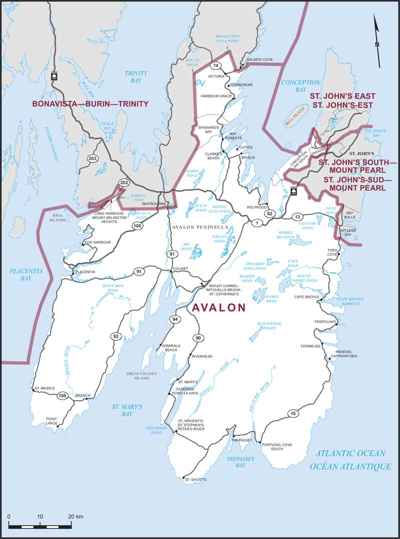 Map of Avalon electoral district