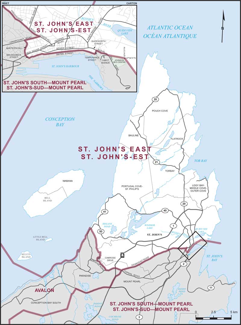 Map of St. John's East electoral district