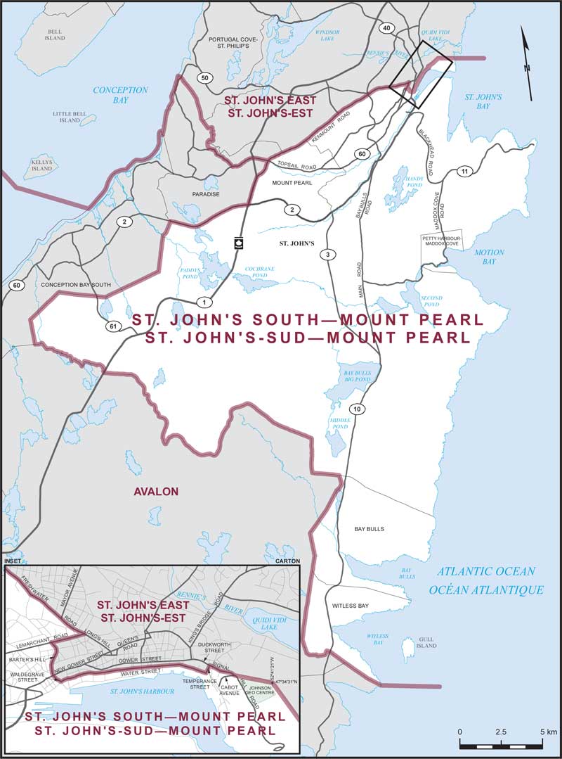 Map of St. John's South—Mount Pearl electoral district