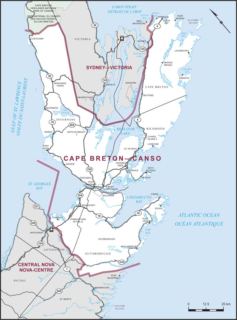 Map of Cape Breton—Canso electoral district