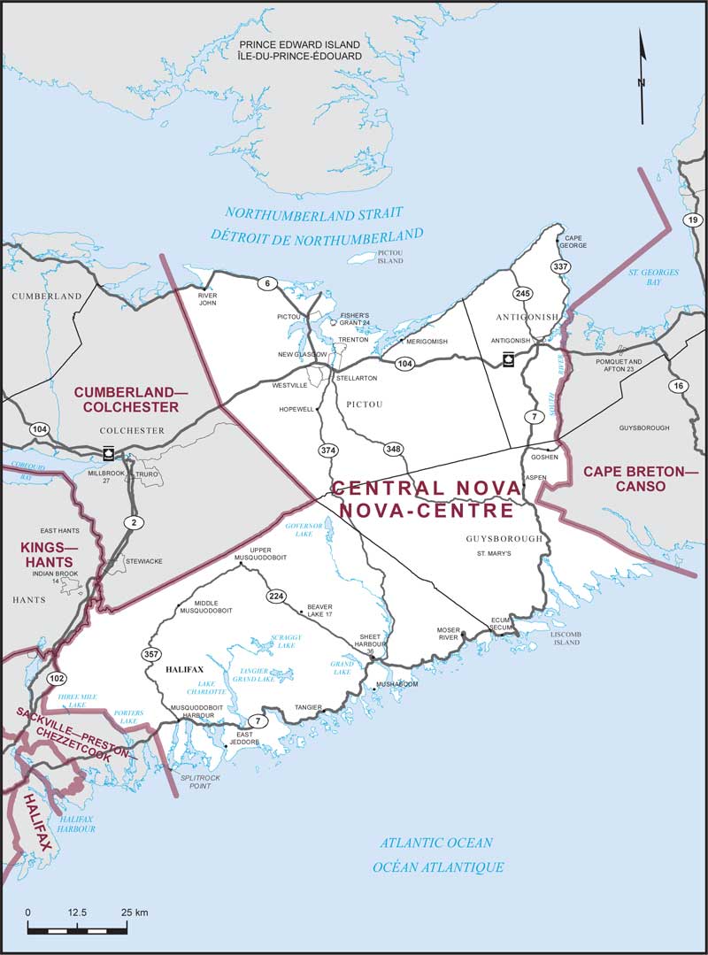 Map of Central Nova electoral district