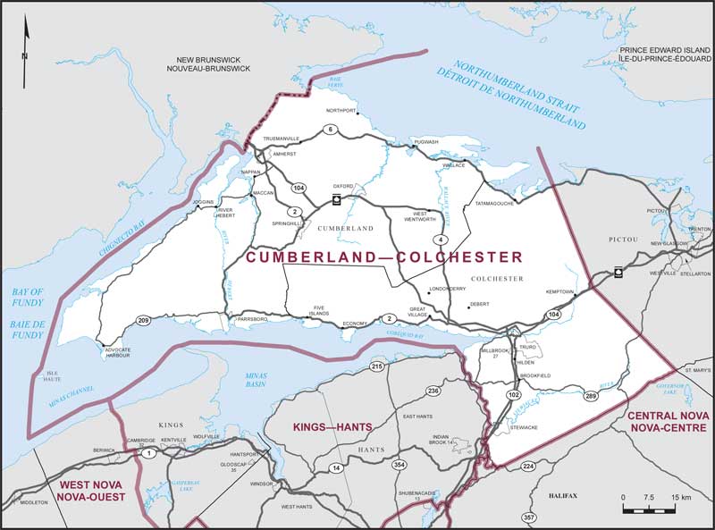 Map of Cumberland—Colchester electoral district