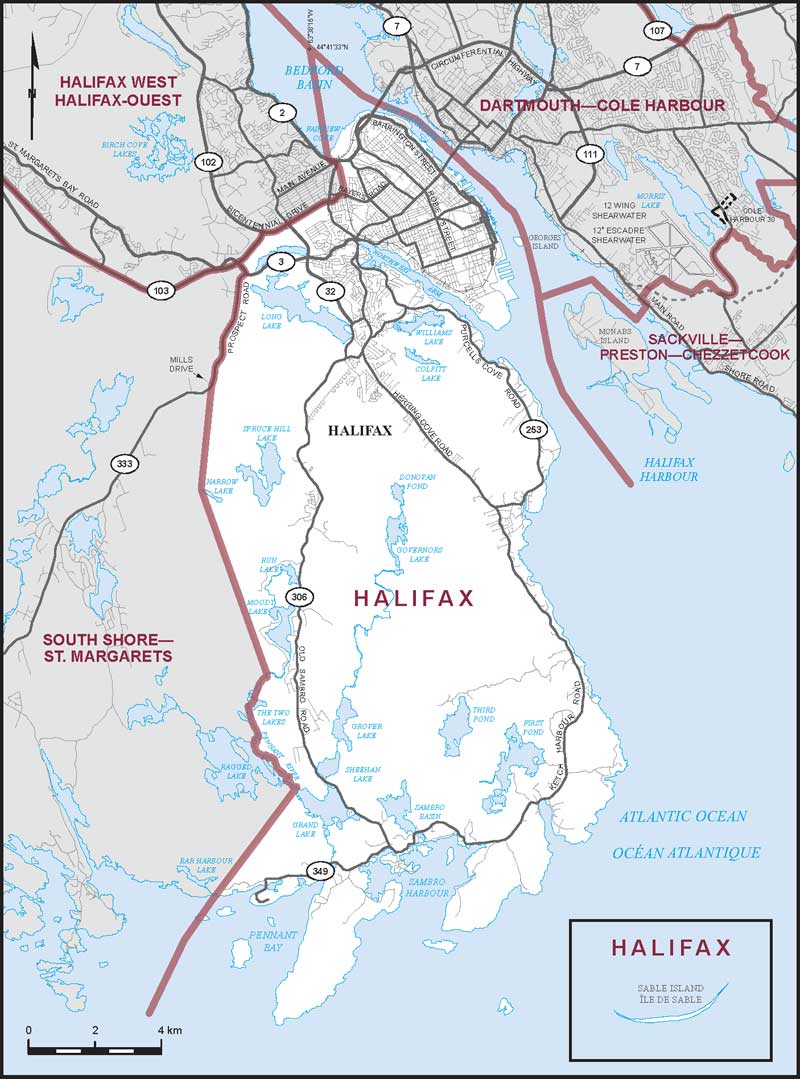 Map of Halifax electoral district