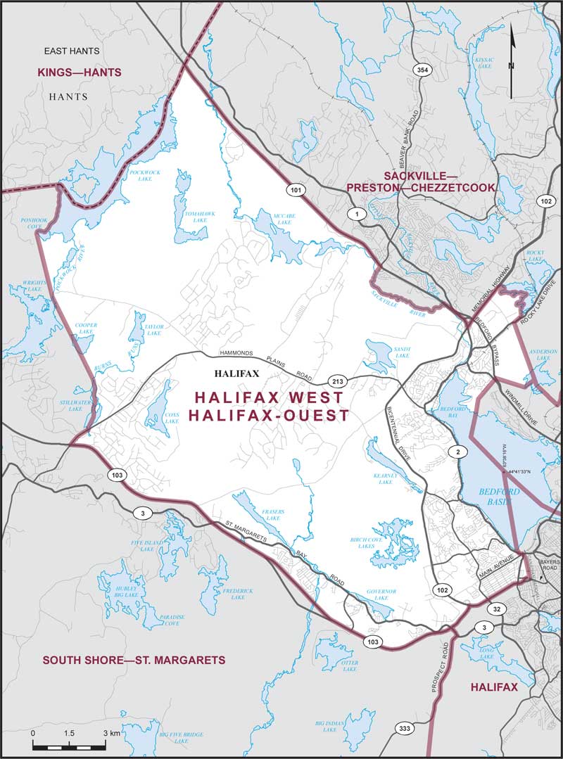 Map of Halifax West electoral district