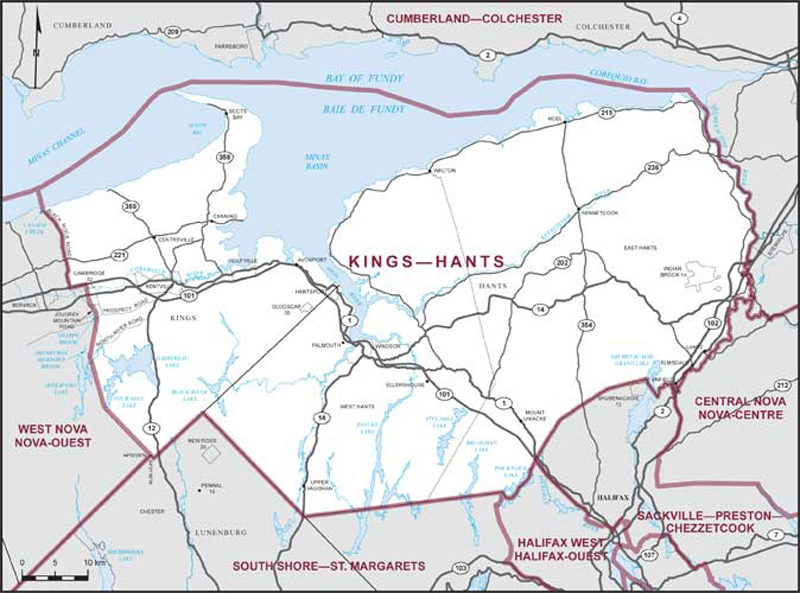 Map of Kings—Hants electoral district