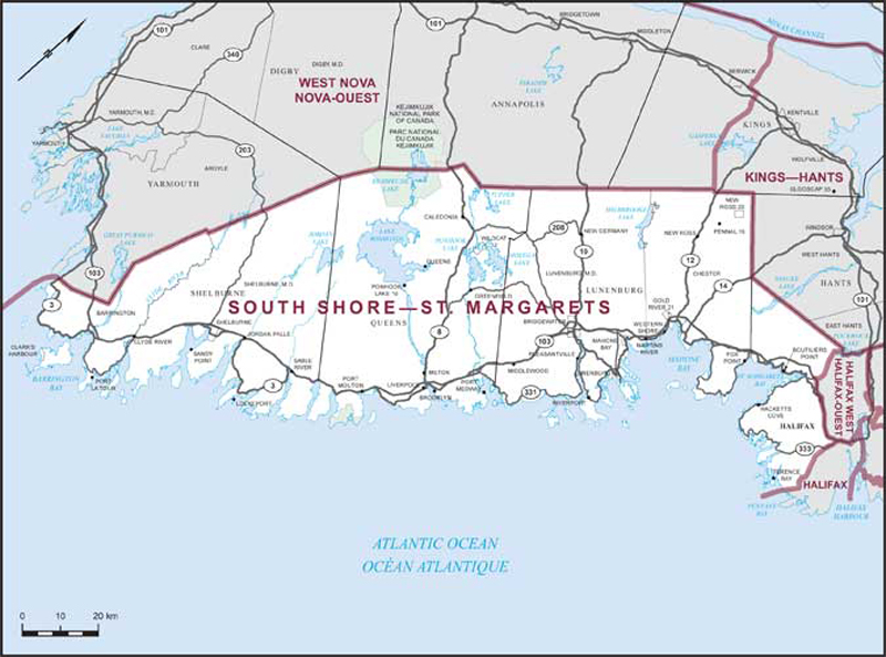 Map of South Shore—St. Margarets electoral district