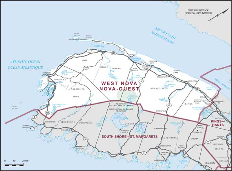 Map of West Nova electoral district