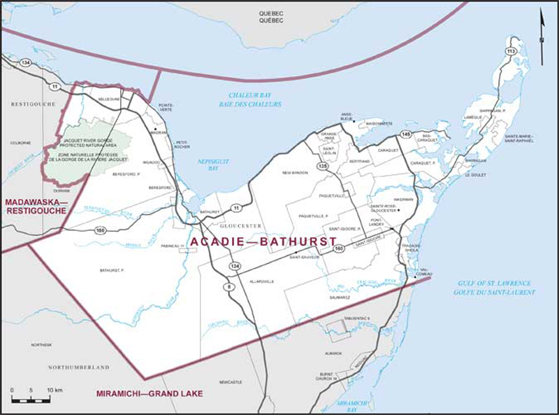 Map of Acadie—Bathurst electoral district