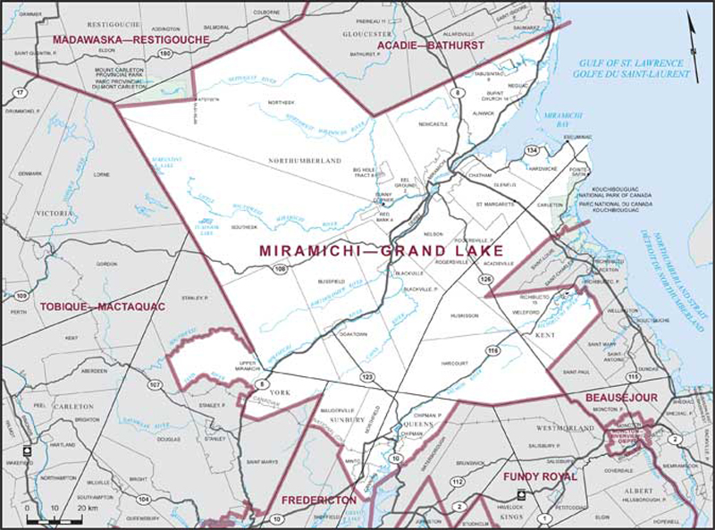 Map of Miramichi—Grand Lake electoral district