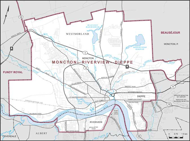 Map of Moncton—Riverview—Dieppe electoral district