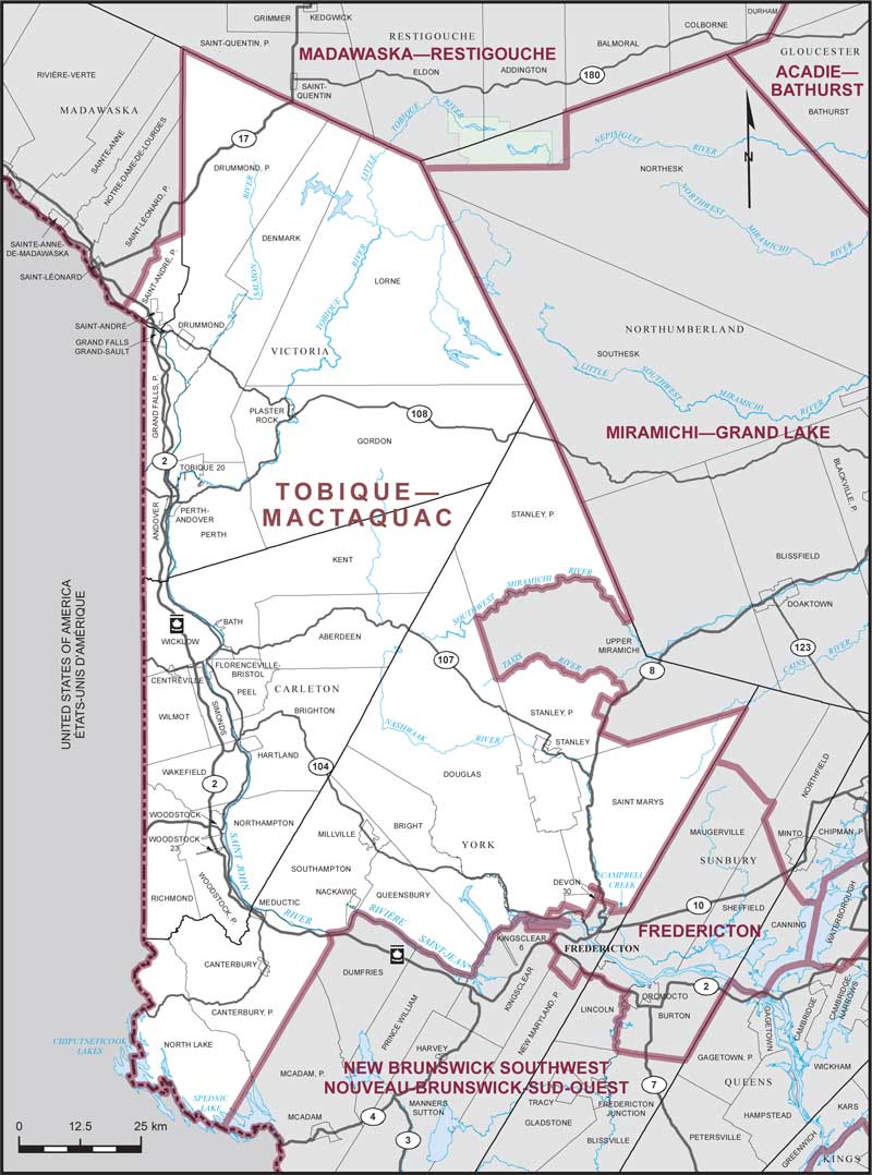 Map of Tobique—Mactaquac electoral district