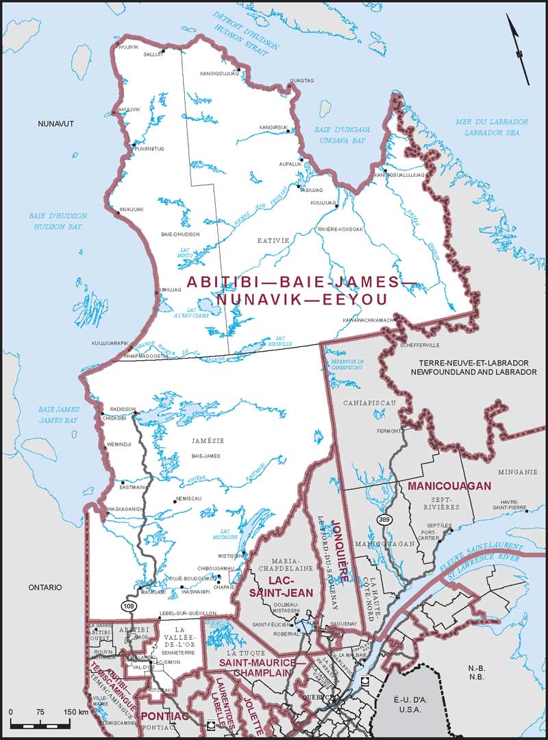 Map of Abitibi—Baie-James—Nunavik—Eeyou electoral district