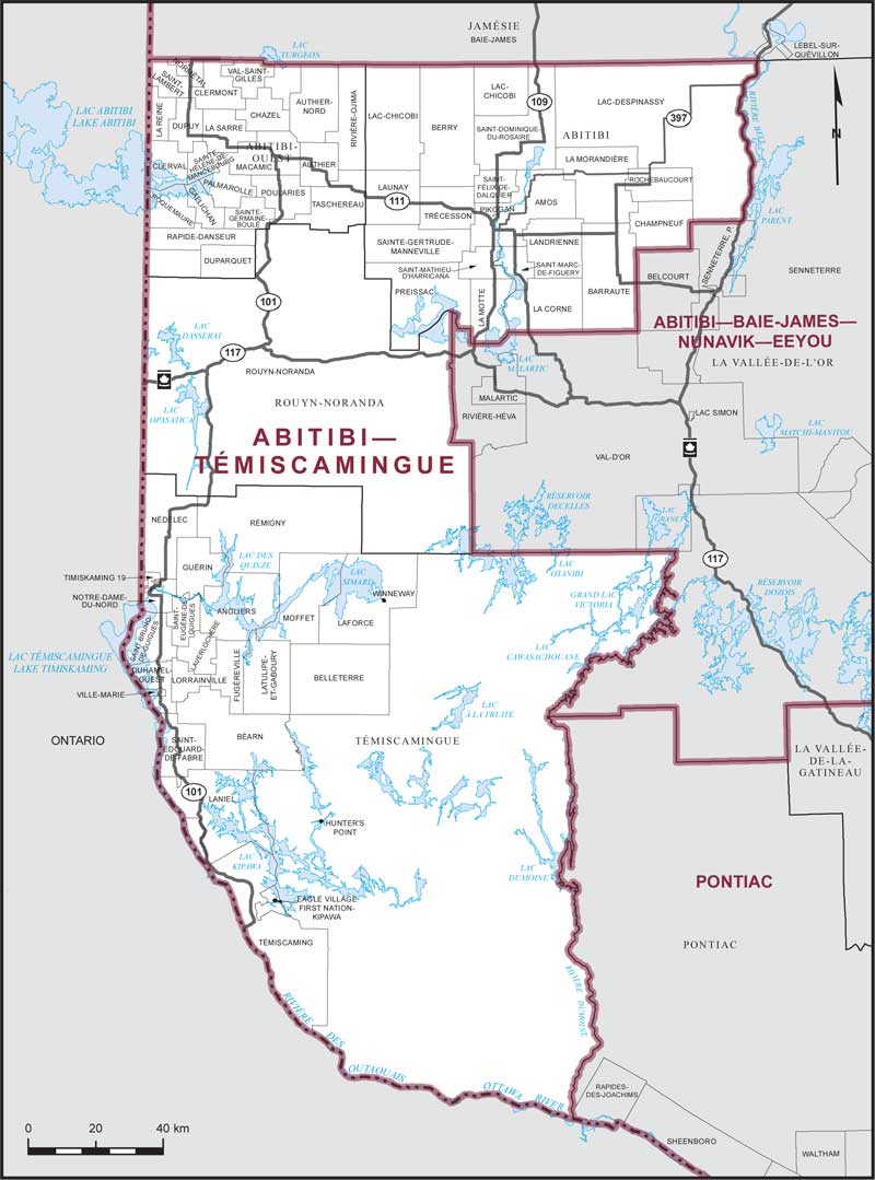 Map of Abitibi—Témiscamingue electoral district