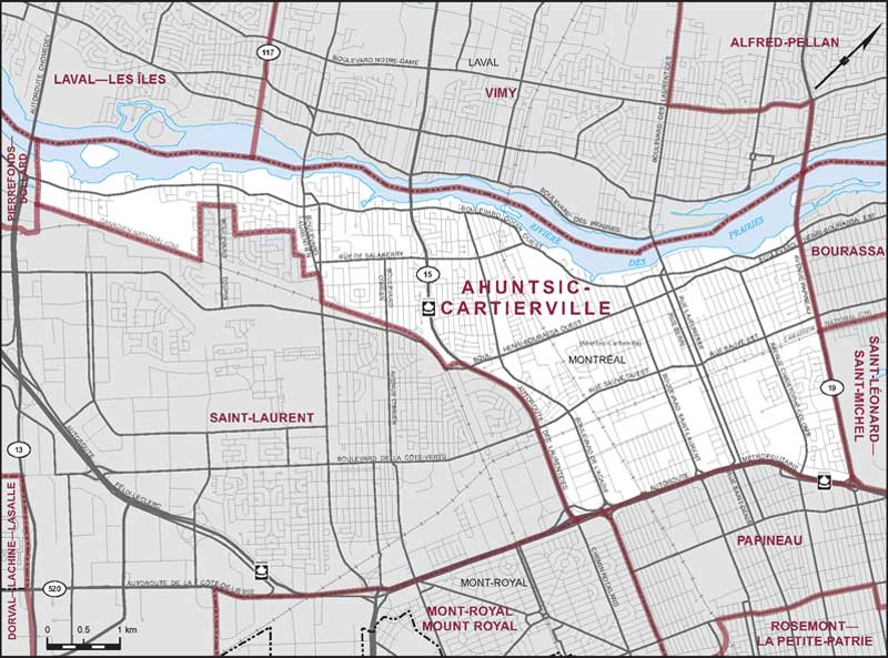 Map of Ahuntsic-Cartierville electoral district