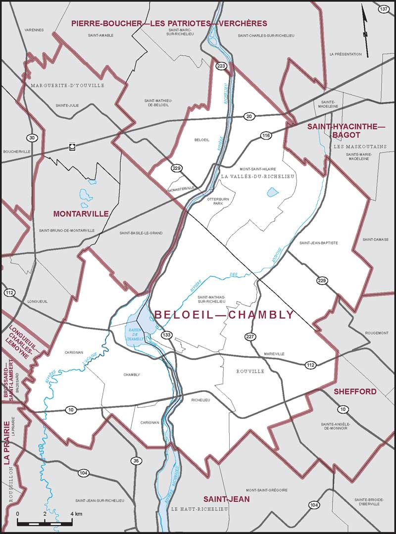 Map of Beloeil—Chambly electoral district
