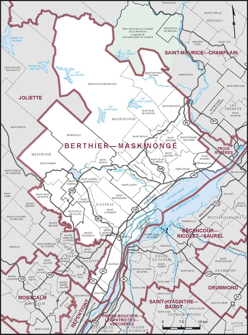 Map of Berthier—Maskinongé electoral district