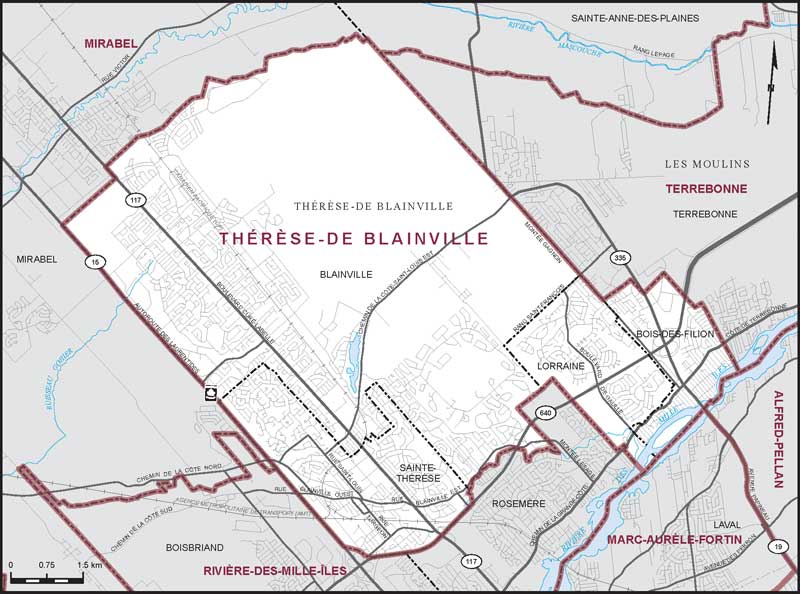 Map of Thérèse-De Blainville electoral district