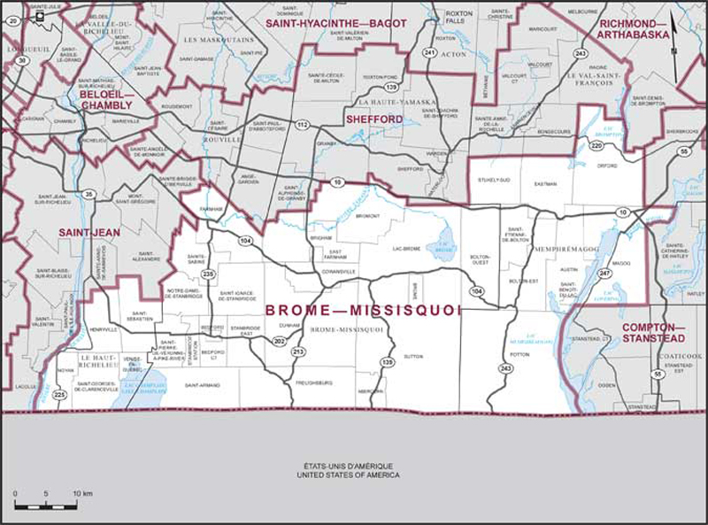 Map of Brome—Missisquoi electoral district