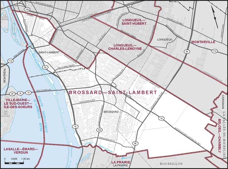 Map of Brossard—Saint-Lambert electoral district