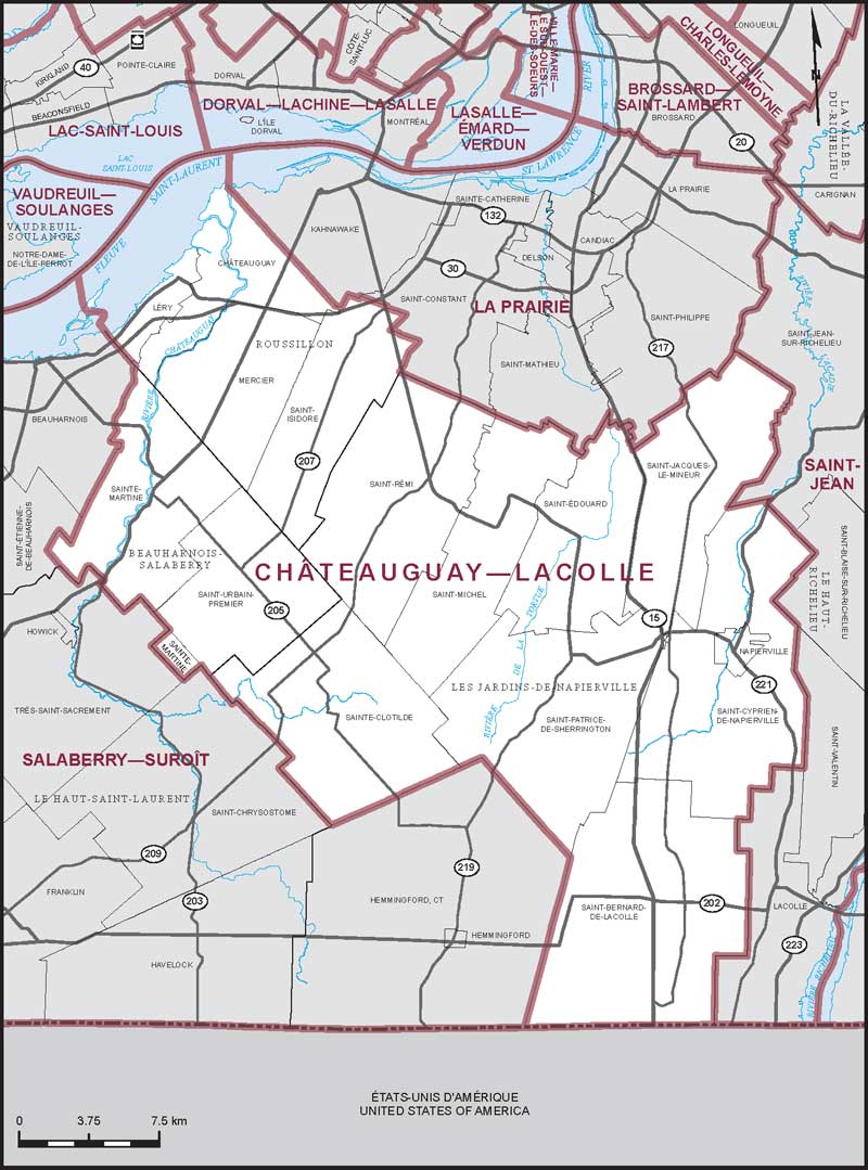 Map of Châteauguay—Lacolle electoral district