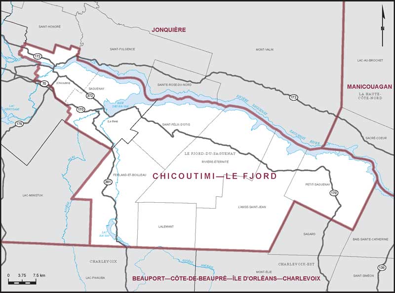 Map of Chicoutimi—Le Fjord electoral district