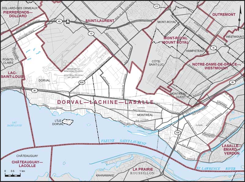 Map of Dorval—Lachine—LaSalle electoral district
