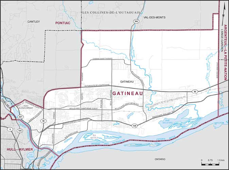 Map of Gatineau electoral district
