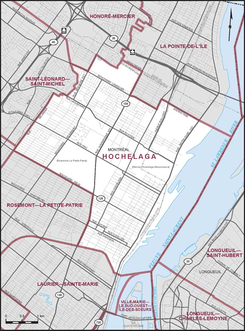 Map of Hochelaga electoral district