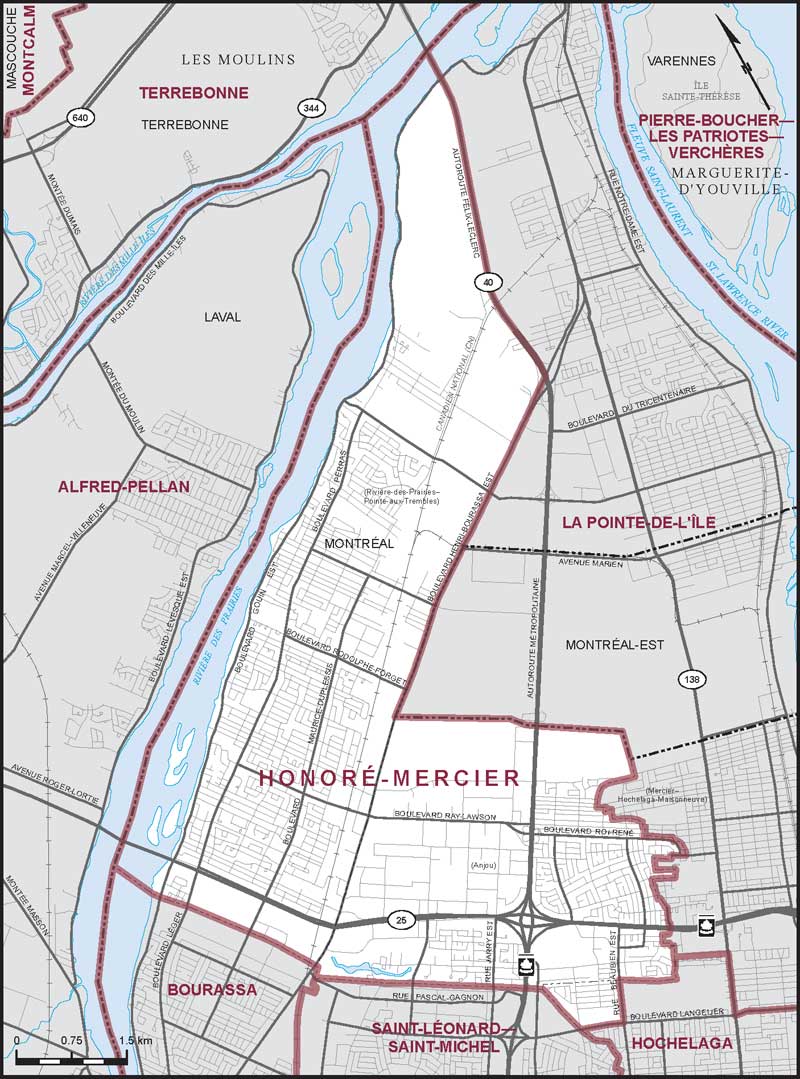 Map of Honoré-Mercier electoral district