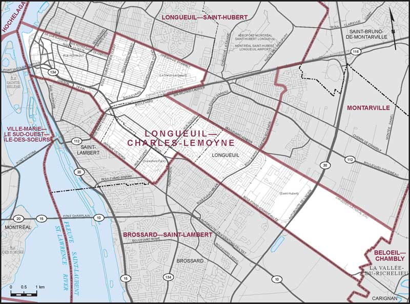 Map of Longueuil—Charles-LeMoyne electoral district