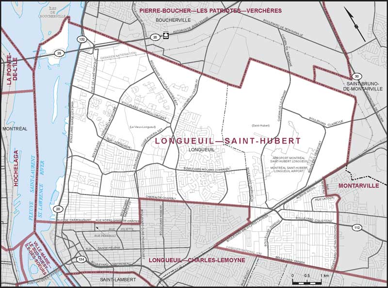 Map of Longueuil—Saint-Hubert electoral district