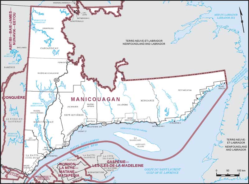 Map of Manicouagan electoral district