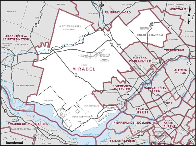 Map of Mirabel electoral district