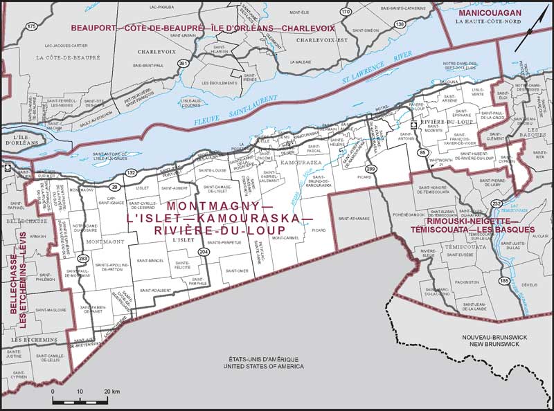 Map of Montmagny—L'Islet—Kamouraska—Rivière-du-Loup electoral district