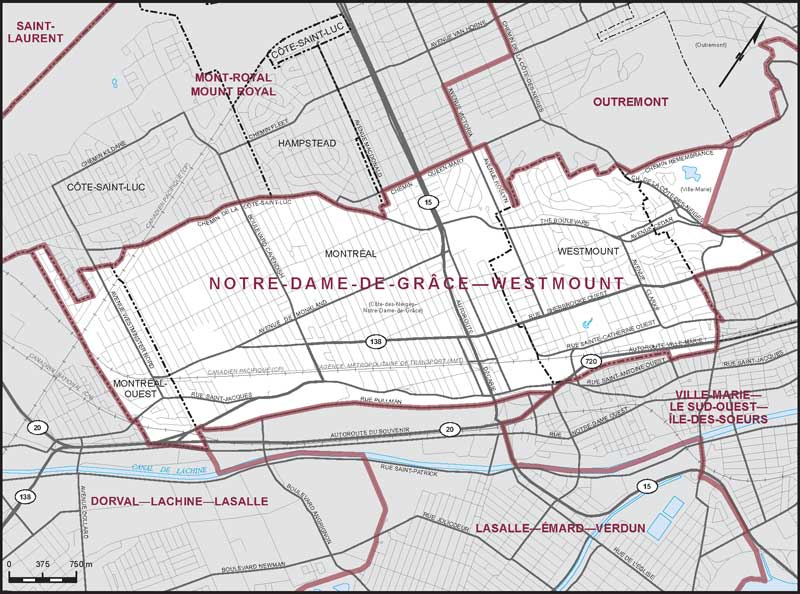 Map of Notre-Dame-de-Grâce—Westmount electoral district