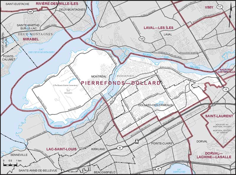 Map of Pierrefonds—Dollard electoral district