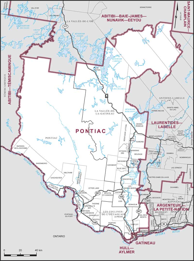 Map of Pontiac electoral district
