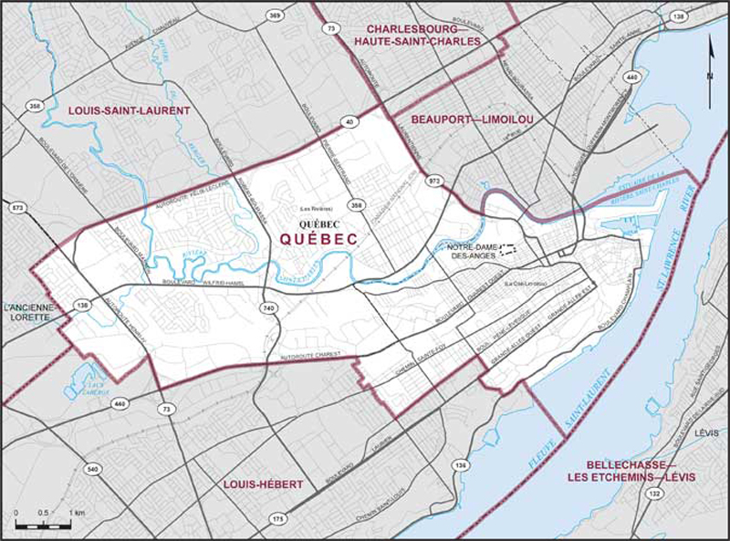 Map of Québec electoral district