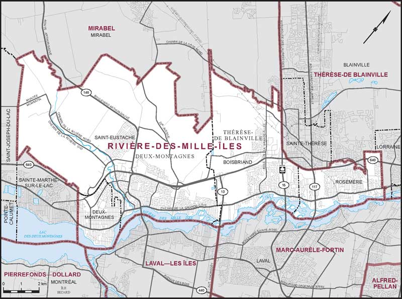Map of Rivière-des-Mille-Îles electoral district
