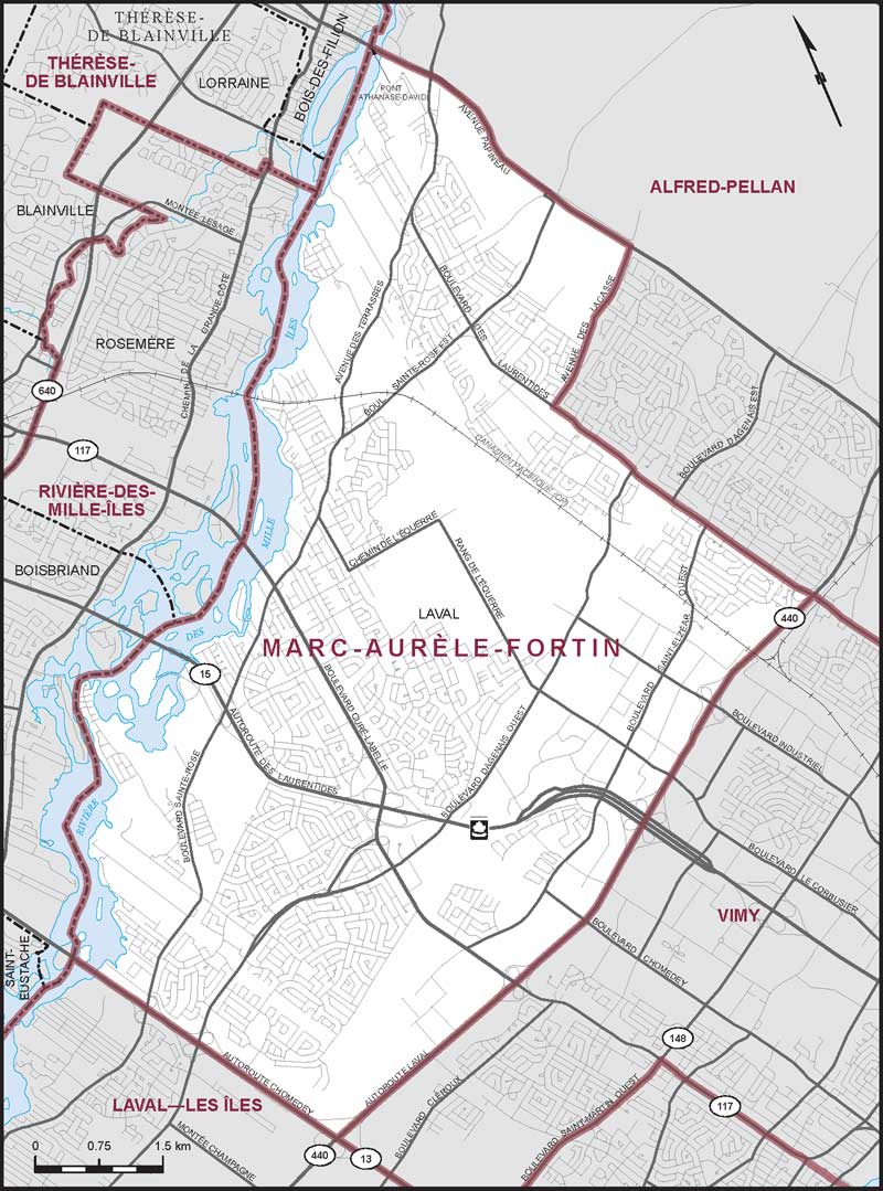 Map of Marc-Aurèle-Fortin electoral district