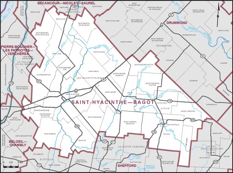 Map of Saint-Hyacinthe—Bagot electoral district
