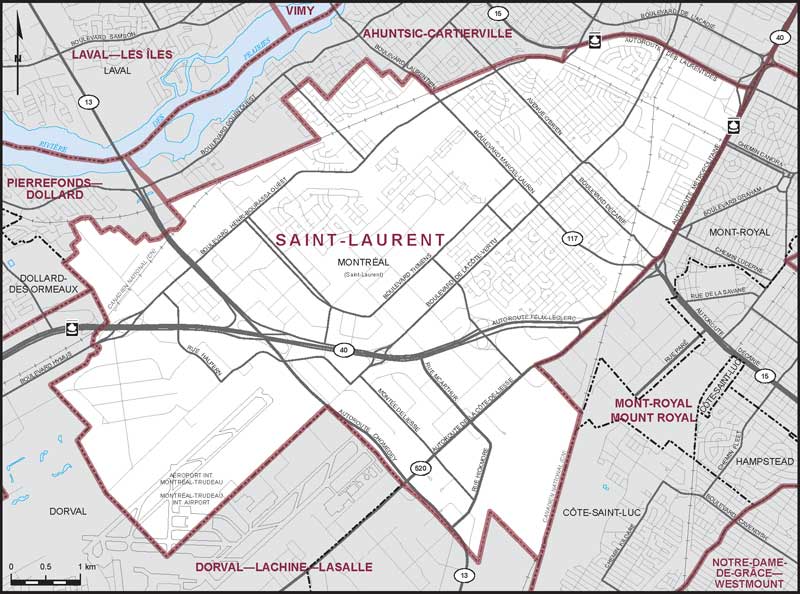 Map of Saint-Laurent electoral district