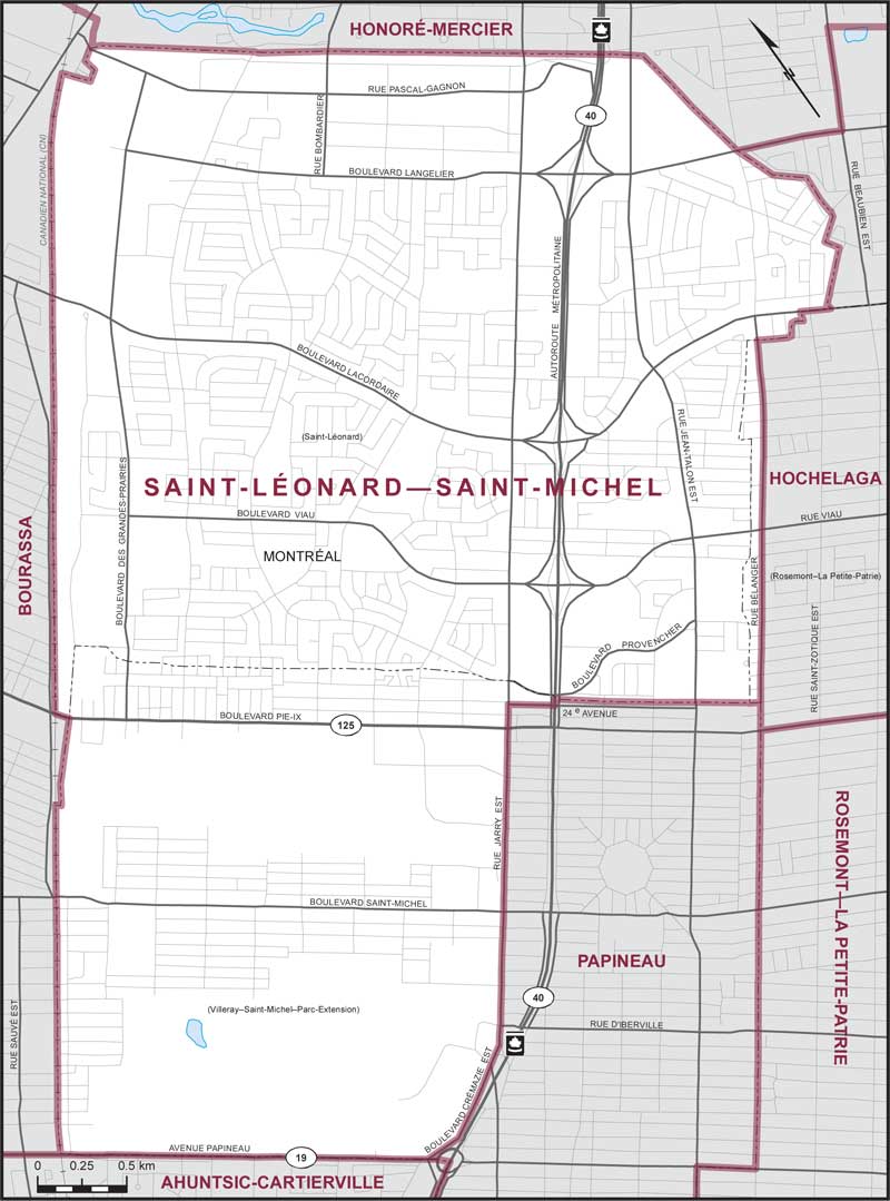 Map of Saint-Léonard—Saint-Michel electoral district