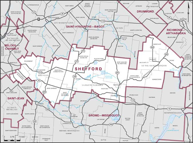 Map of Shefford electoral district