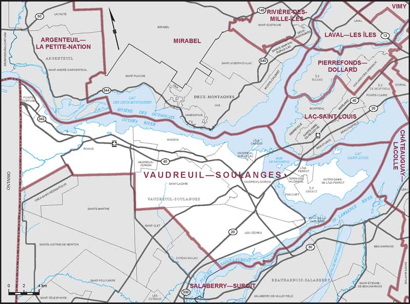 Map of Vaudreuil—Soulanges electoral district