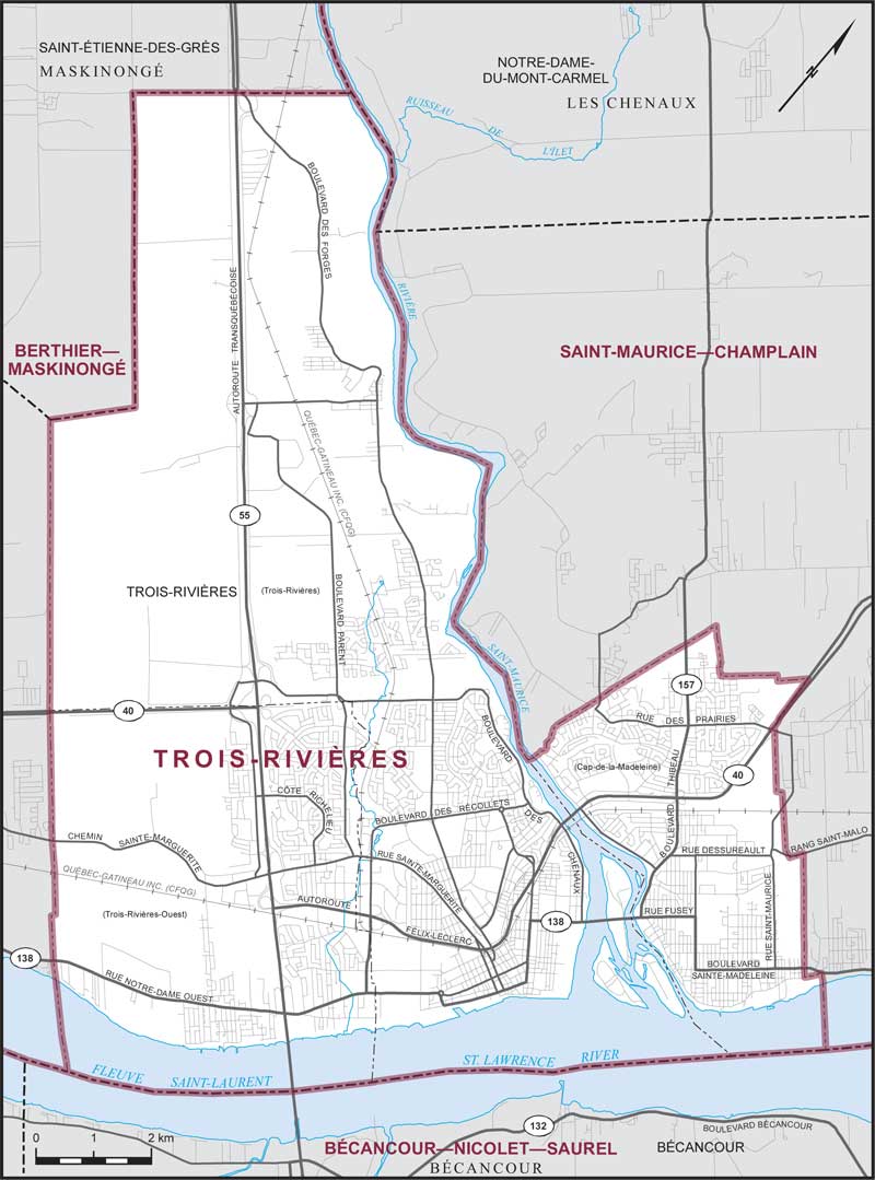 Map of Trois-Rivières electoral district