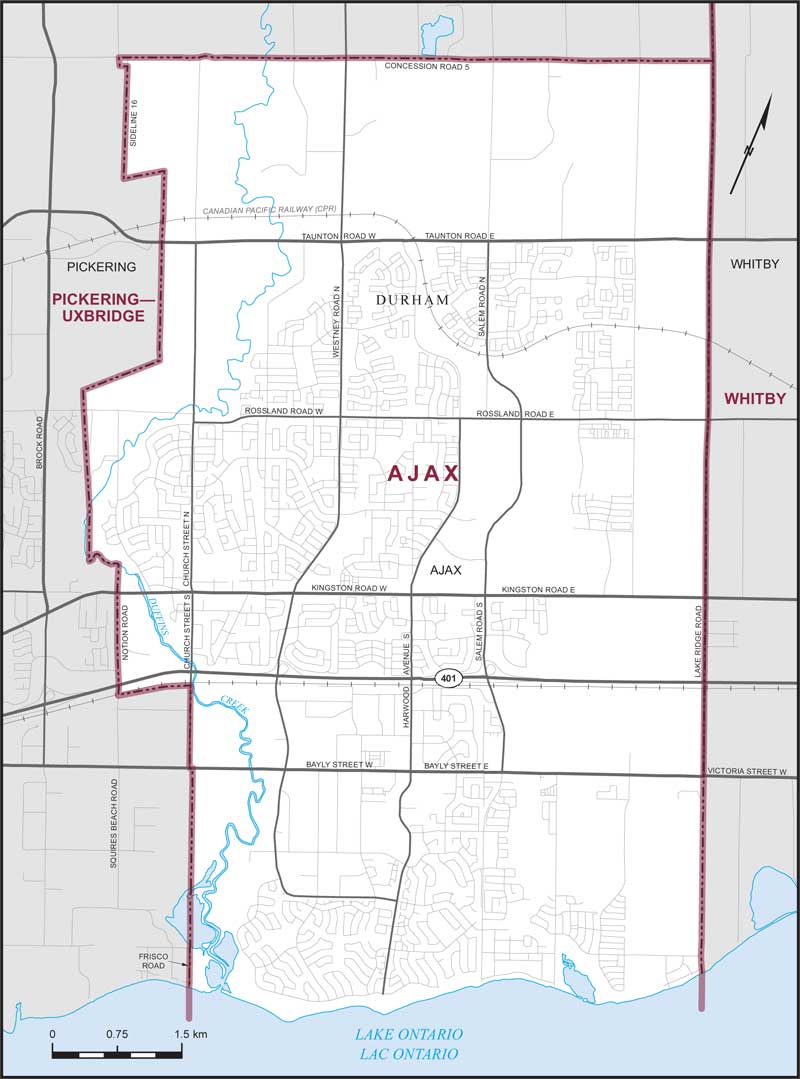 Map of Ajax electoral district