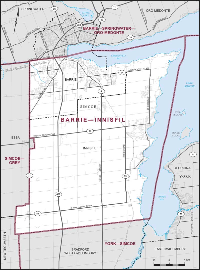 Map of Barrie—Innisfil electoral district