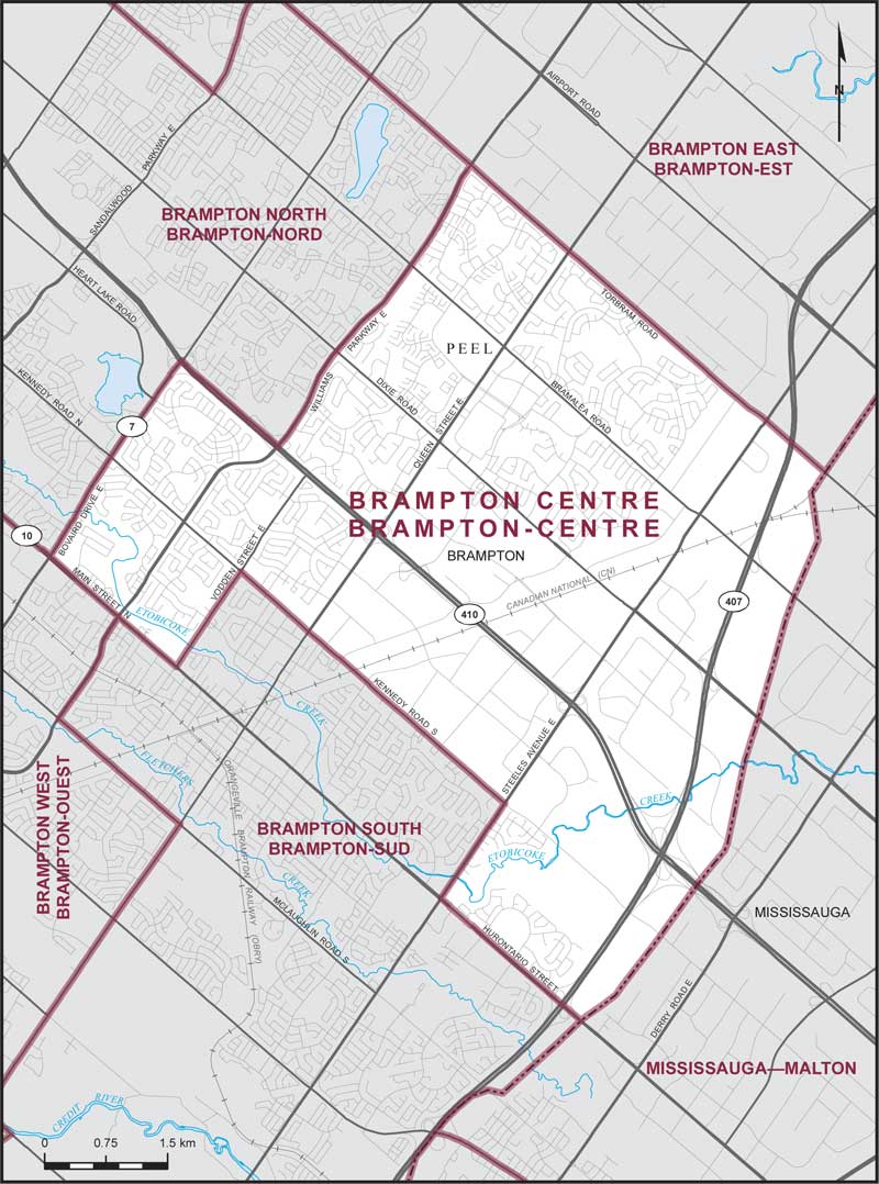 Map of Brampton Centre electoral district