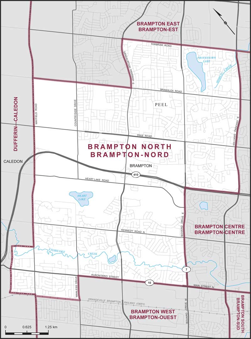 Map of Brampton North electoral district